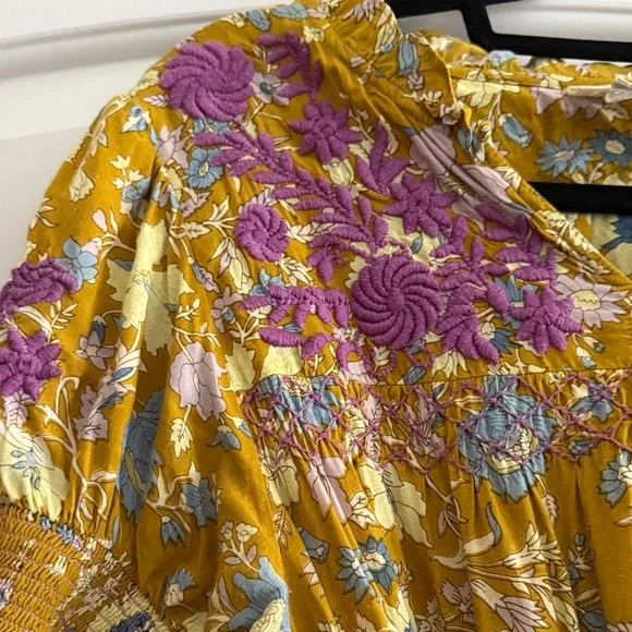 Chic Yellow and Purple Floral Mini Dress - Picture 2 of 4